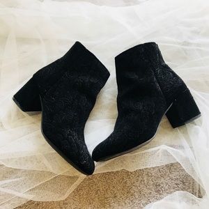 Black velvet booties